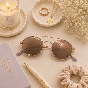 Andy Wolf Handmade in France Rose Gold Round Mirrored Sunglasses